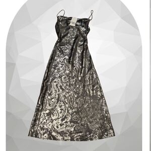 Zara Foil-Printed Midi Dress